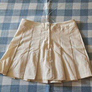 Cream Classic Pleated Miniskirt
